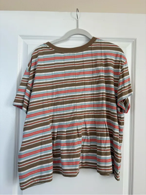NWT Anthropologie Pilcro Pleated Swing Tee Pink Sporty Stripe Size XL - Image 6