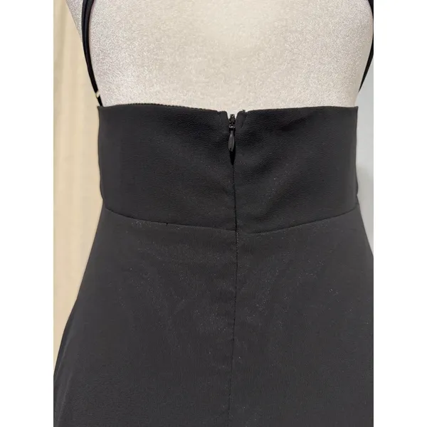 Lulus Black Sparkly Chiffon Maxi Dress Small Square Neck Open Back Side Slit - Image 12