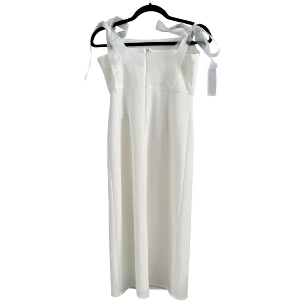 NWOT Lulus Romantic Celebration White Tie Strap Bodycon Midi Dress Size Small - Image 5