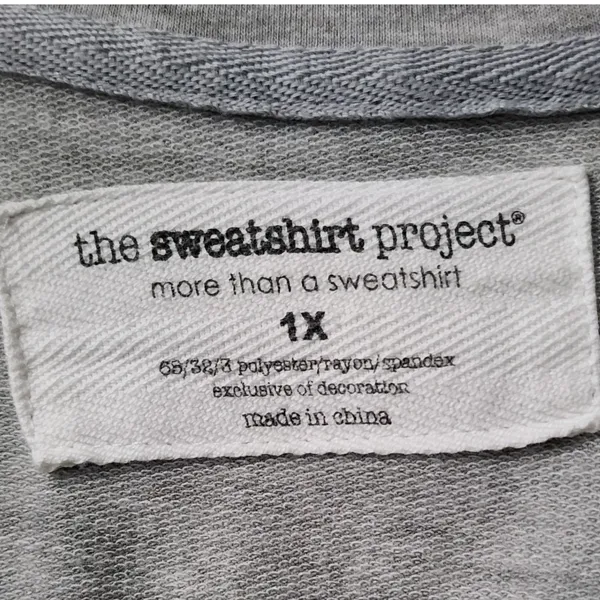 The Sweatshirt Project Pullover Women's Gray Cozy Lace Up Sleeve 1/4‎ Zip, 1X - Image 2