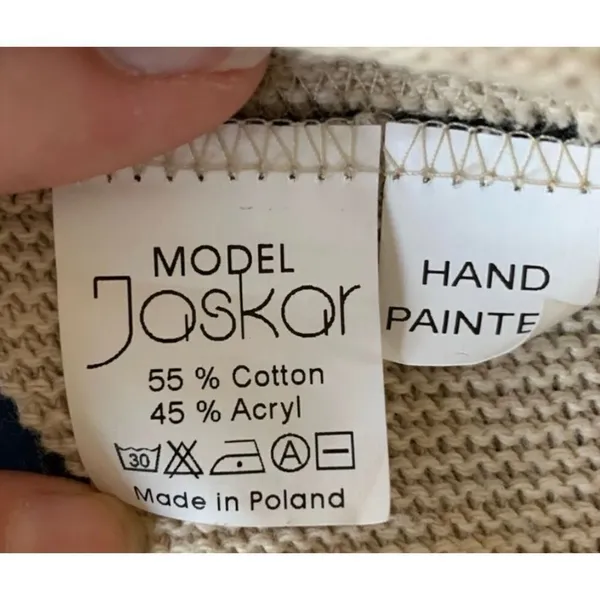 Jaskar Cardigan Sweater.Size Medium. Tan w/zebra print‎ - Image 9