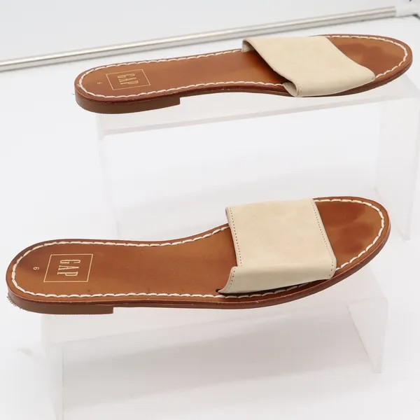 Gap Womens Flat Slide Sandals Iconic Khaki Brown Minimalist Slip On Size 6 - Image 4