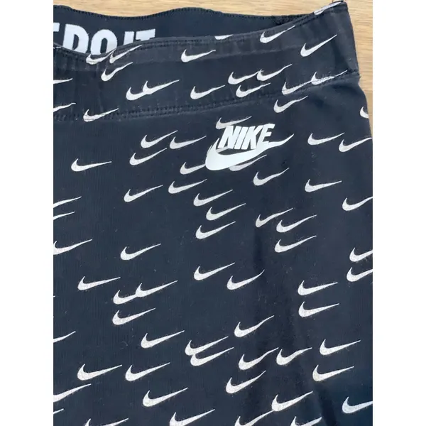 Nike Leggings Size M Black Cotton Logo Detail Mid Rise Stretch Athletic - Image 3