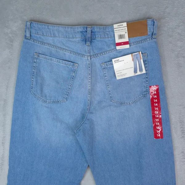 Aeropostale Jeans Womens 14 (36x33) Blue High Rise Wide Leg 100% Cotton‎ 90s New - Image 4