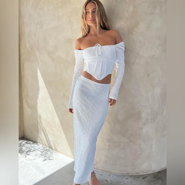 SABO Shelton Off Shoulder Corset Top White Size Small‎ Coquette Bridal - Image 8