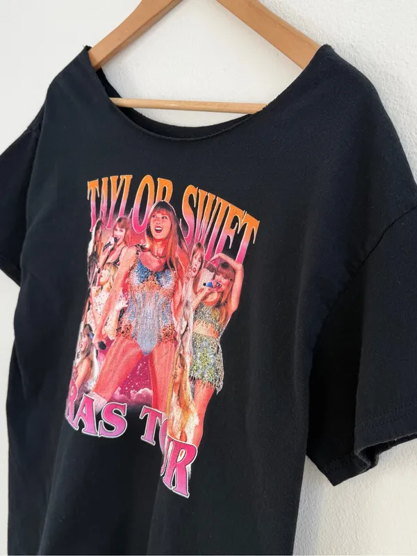 Taylor Swift Eras Tour Black Graphic Off the Shoulder T-Shirt - Image 9