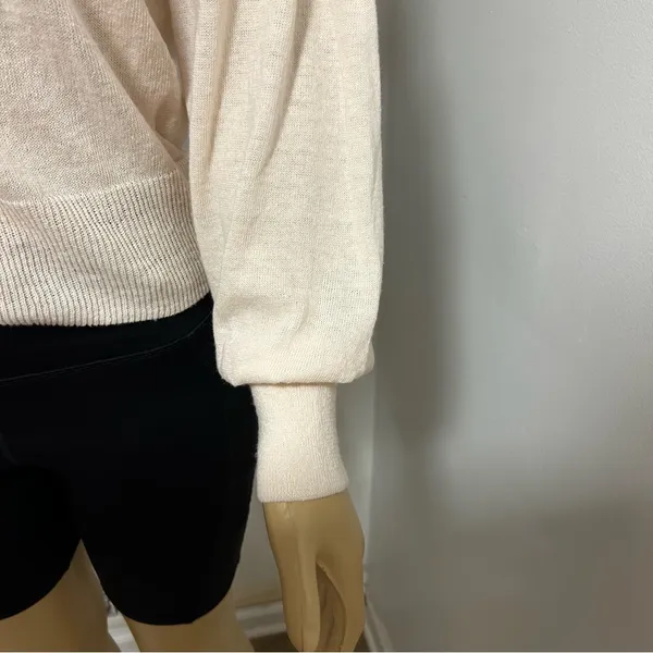 Camaieu V-Neck Button Front Cardigan Balloon‎ Sleeve Lightweight Knit Sweater - Image 3