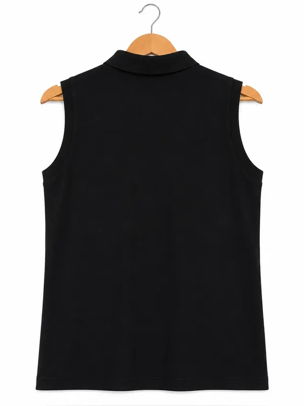 Ralph Lauren Womens Black Polo Sleeveless Crest Top Y2K Old Money Preppy Large - Image 3