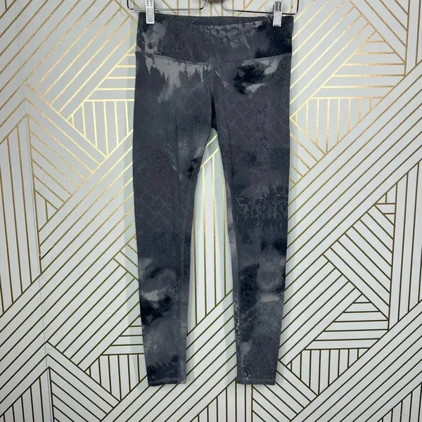 Alo Yoga Leggings Airbrush Tie Dye Abstract Print Stretch Skinny Gray Size‎ XS - Image 3