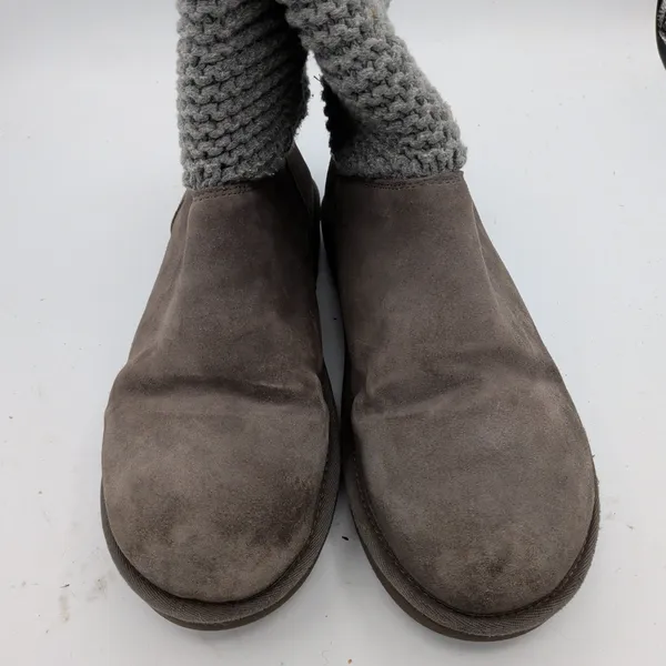 UGG Shaina Cardy Grey Knit Suede Mid Calf Boots Womens 10 1012534 - Image 3