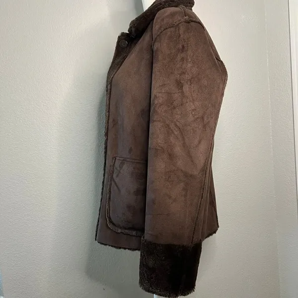 Brandon Thomas Reversible Suede Fur Jacket Women’s Small S Brown with Pockets - Image 8