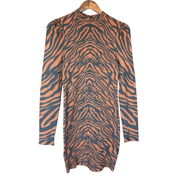 Jealous Tomato Long Sleeve Tiger Bodycon Sweater‎ Dress Sz M - Image 3