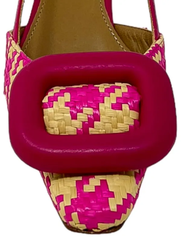 Sesto Meucci Woven Houndstooth Slingback Kitten Heels - Image 5