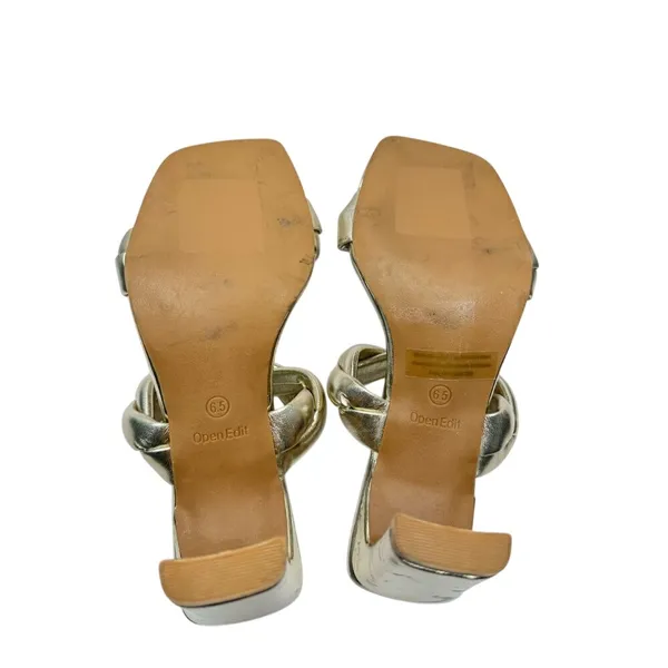 Open Edit‎ Gold Metallic Twisted Knot Block Heel Square Toe Slide Sandals 6.5 - Image 9