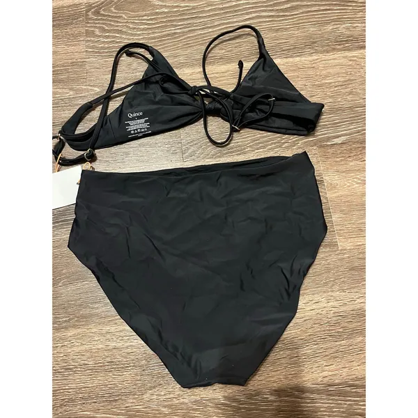 Quince Italian High Rise Bikini Bottom and Knotted Bikini Top True Black Size S - Image 6