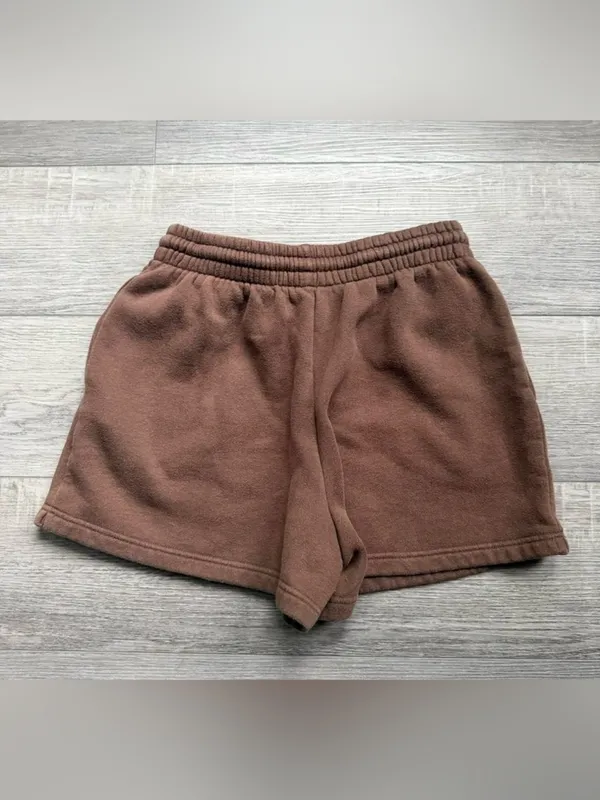 White Fox Boutique Fleece Lounge Shorts Brown Size L EUC - Image 7
