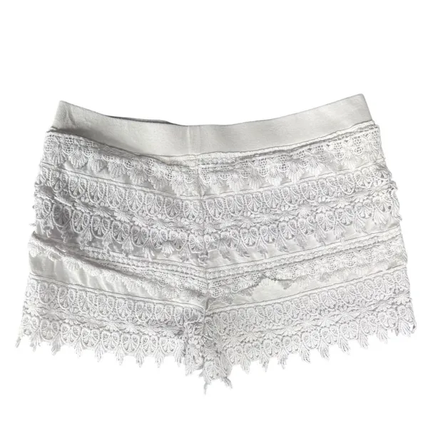 Express Women Medium Embroidery White‎ Elastic Waist Shorts Summer Beach Boho - Image 2