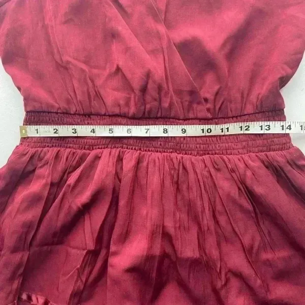 Mustard Seed Size Medium Burgundy Long Sleeve V-Neck Mini Party‎ Dress - Image 7