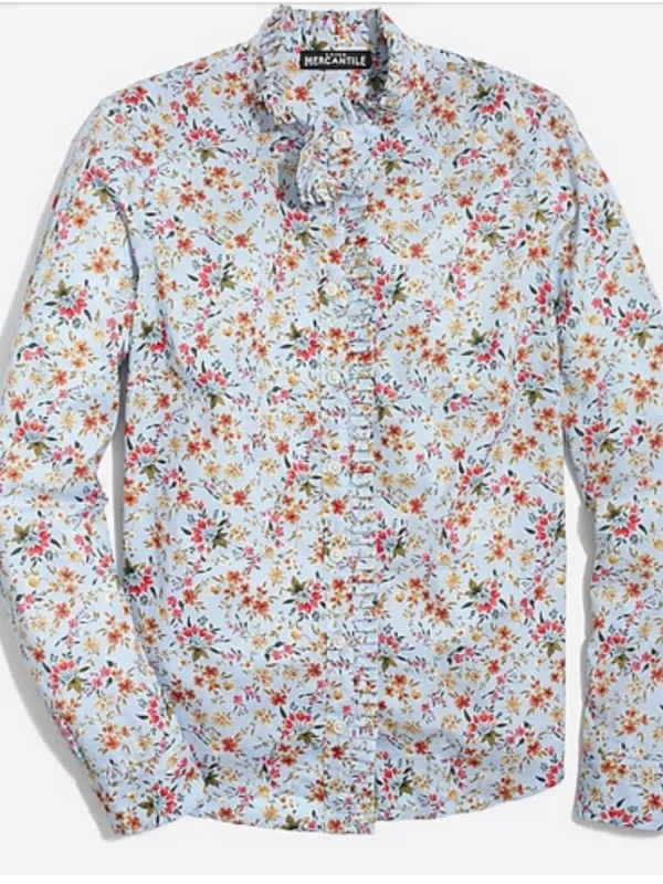 J. Crew Floral Button Up Shirt Size Small Blue Orange Cotton - Image 2