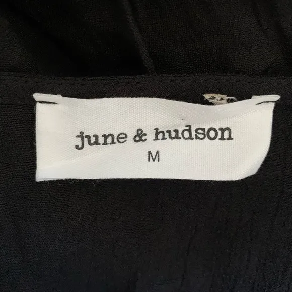 June & Hudson Nordstrom Black Sheer Peasant Boho Long‎ Sleeve Top Size M… - Image 10