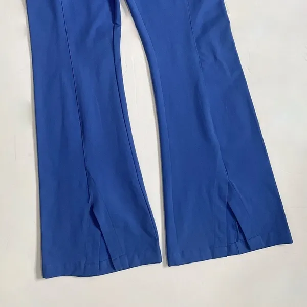 NWT! FREE PEOPLE Real Deal Split Flare Pants Blue High Rise Waist Stretch Medium - Image 5