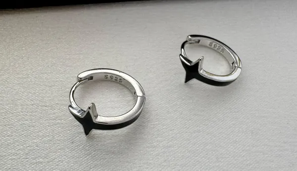 14mm Star Small Hoop Earrings for Men Women,Streetwear Punk Hip Hop Unisex Style - Image 2
