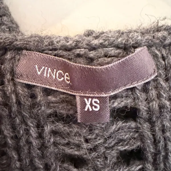Vince Cable Knit‎ Hooded Wool Alpaca Sweater Women's XS Gray Chunky Boho Hippie - Image 3