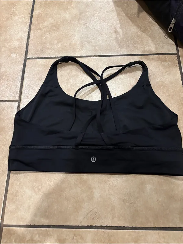 Lululemon Black Energy Longline Medium Support Sports Bra - Image 4