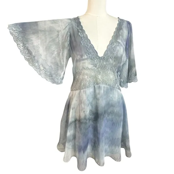 Free People Bohemian Beachy Fairy Chance On Me Mini Dress in Deep Ocean Medium - Image 6