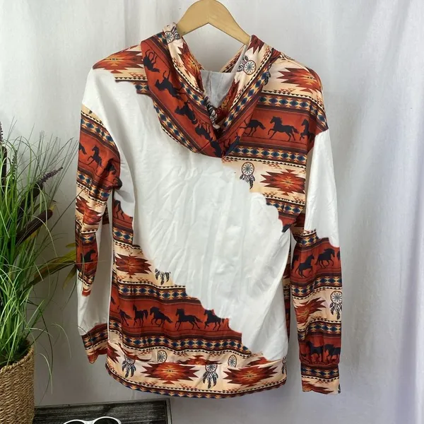 Horse Equestrian Dreamcatcher Western Print Long Sleeve Hoody Sweatshirt Top S - Image 3