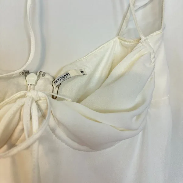HOUSE OF CB Babydoll Halter Long Sleeve Minidress in Ivory Size X-Small - Image 6