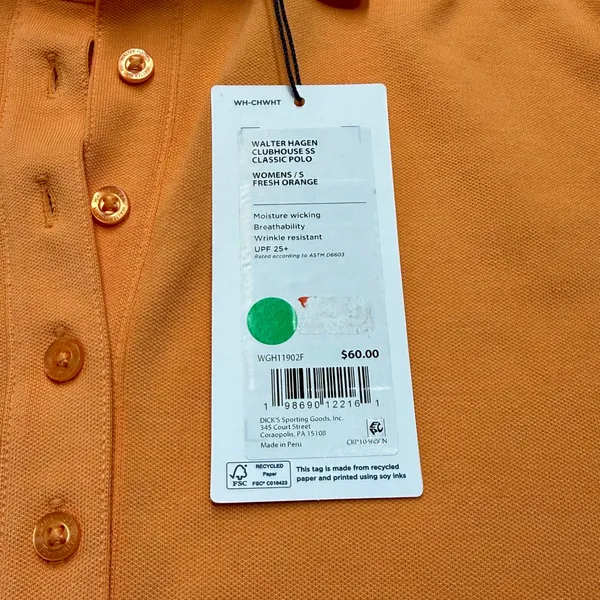 NEW Walter Hagen‎ Clubhouse Womens Small Fresh Orange SS Classic Polo Golf Shirt - Image 6