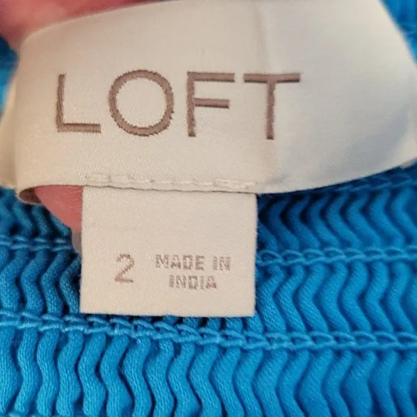 LOFT Smocked Halter Midi Dress Womens Size 2 Blue Sundress Vacation Resort Party - Image 4