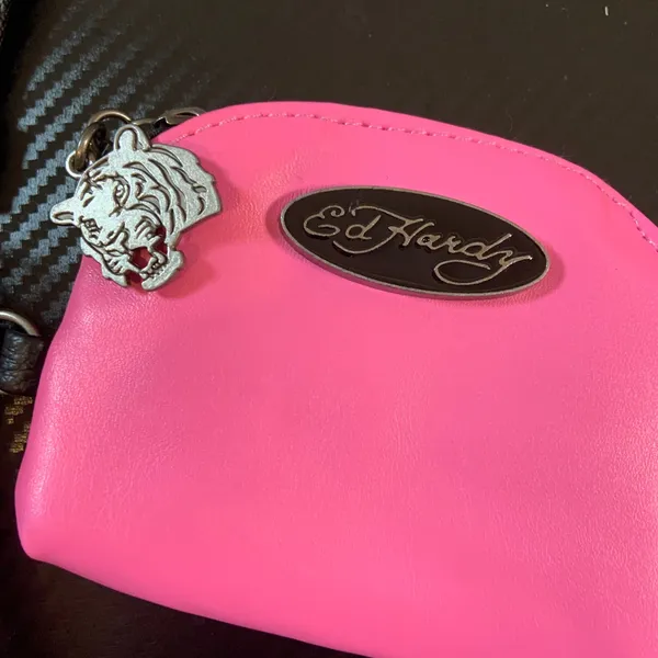 Ed Hardy Pouch Wristlet Women OS Pink NEW Skull Tiger Lanyard Set Y2K Wristlet - Image 3