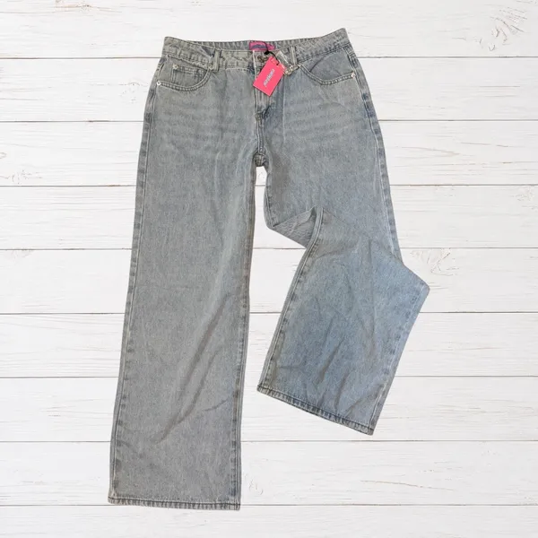 NWT Edikted Raelynn Low Rise Baggy Jeans Light Blue Washed Denim L Grunge Indie - Image 9