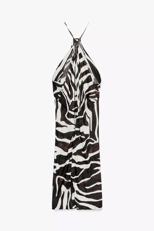 Zara animal print Zebra Print Halter Dress midi maxi evening party cocktail - Image 10