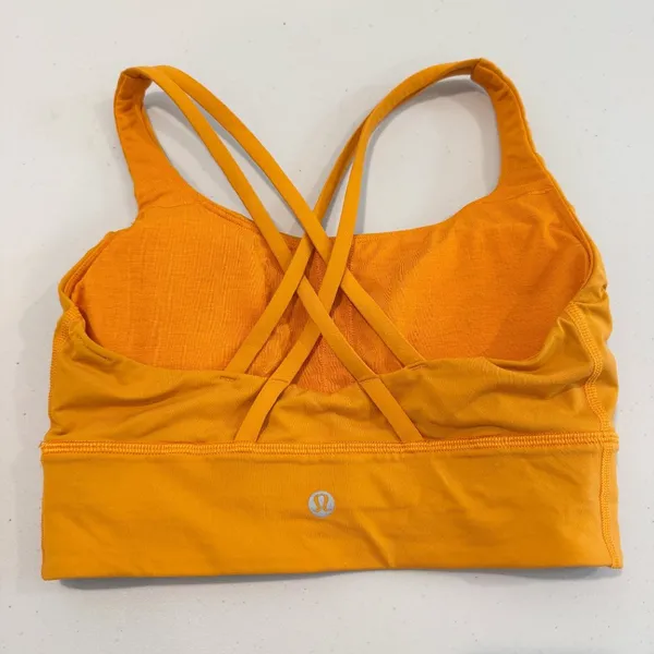 Lululemon Energy Bra Size 4 Orange Longline‎ Medium Support Siren Active Bright - Image 6