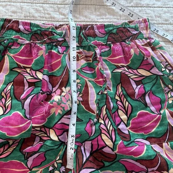 100% Linen Cynthia Rowley Palazzo Pant MED 30x28 Tropical Floral‎ Flowy Loose - Image 10