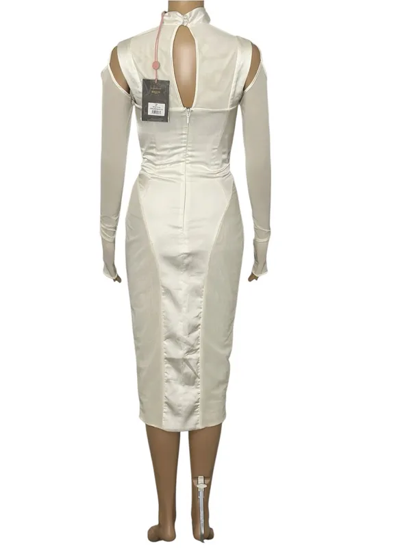HOUSE OF CB Talika Corset Midi Dress, Ivory, XS - Image 6
