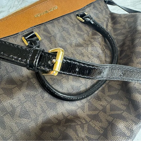 Michael Kors Aubrey Large Satchel Brown/Luggage women's bag shoulder purse‎ - Image 14