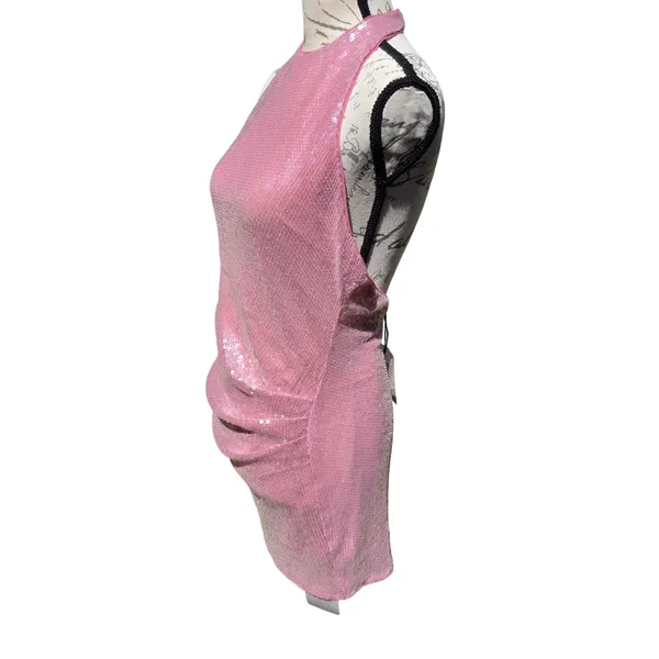 Superdown NWT Minkah Pink Sequin Halter Open Back Mini Dress Size S - Image 7