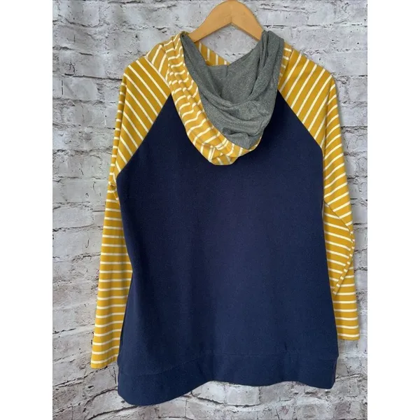 Doublju Women's Double Hood Pullover Hoodie Sweatshirt Blue Gold‎ Womens M - Image 4