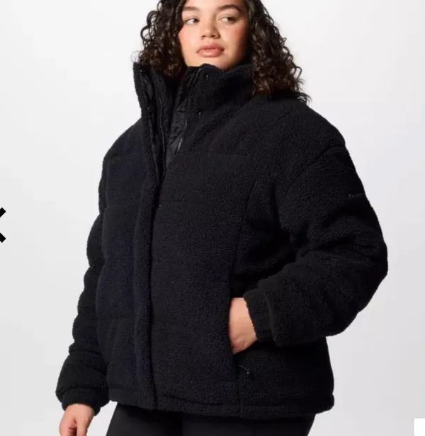 Columbia Ruby Falls Novelty Jacket Black Doodle Sherpa Coat 450 Down Fill NEW - Image 4