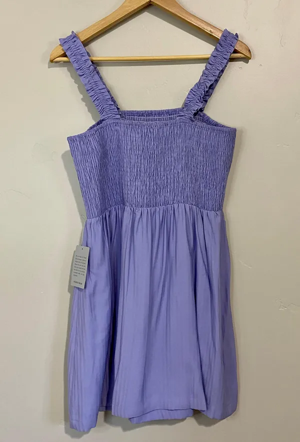 Nsr Women’s Julia Woven Smocked Ruffle Tank Dress Lavender Size Medium NWT - Image 7