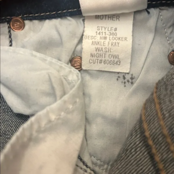Mother denim HW Looker Ankle Fray in Night Owl dark wash ladies size 26 grunge - Image 9