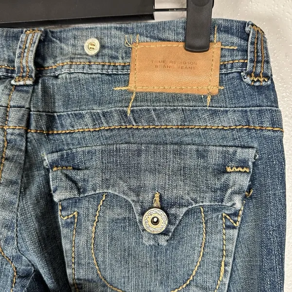 True Religion Womens Low Rise Flare Wide Jeans Made in USA Size 26‎ Flap Pockets - Image 6