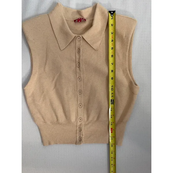 Staud Nola Tan Button front sleeveless Sweater size medium - Image 10
