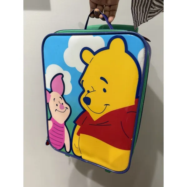 Vintage Disney Store Winnie‎ the Pooh & Piglet Rolling Suitcase Luggage Carry On - Image 2