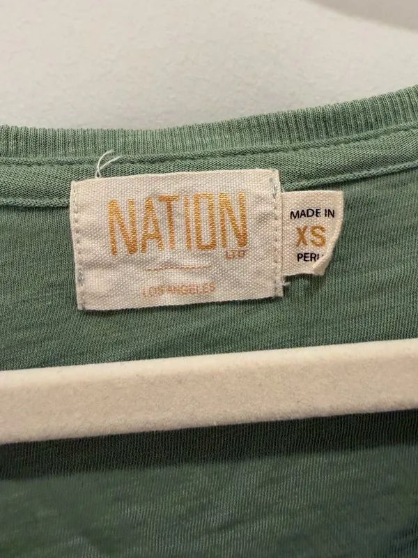 Nation LTD Green Pima Cotton Puff Sleeve Top Size‎ XS - Image 2