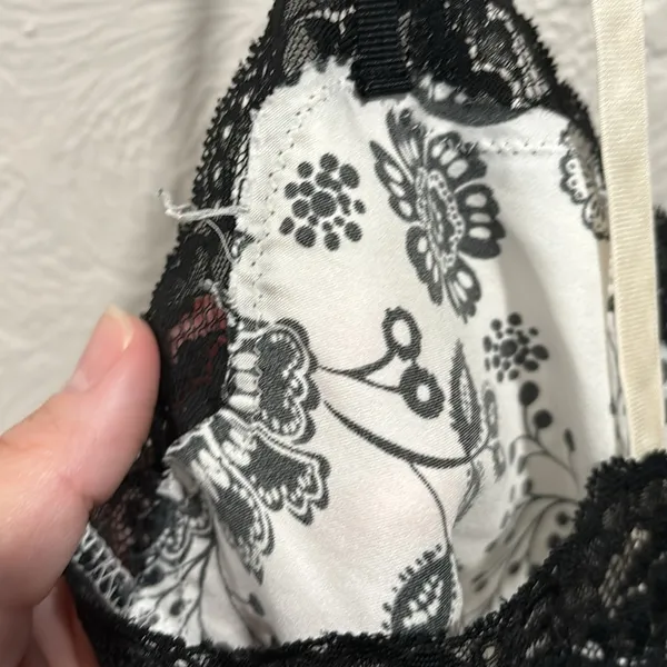 Victorias Secret Y2K Black and White Floral Slip Lingerie Dress Size Medium - Image 8